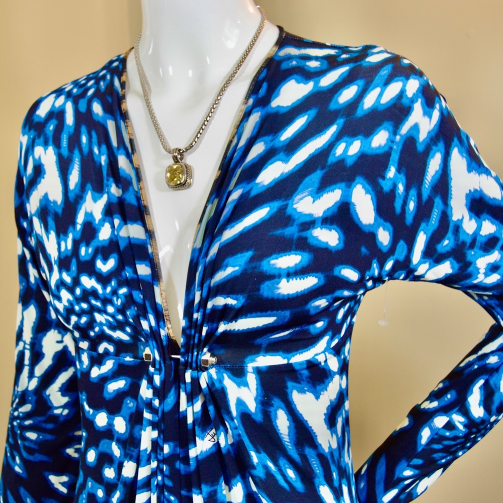 Roberto Cavalli Just Cavalli Blue Psychedelic Print Dress EU 40 Bodycon 🇮🇹 - Picture 9 of 13